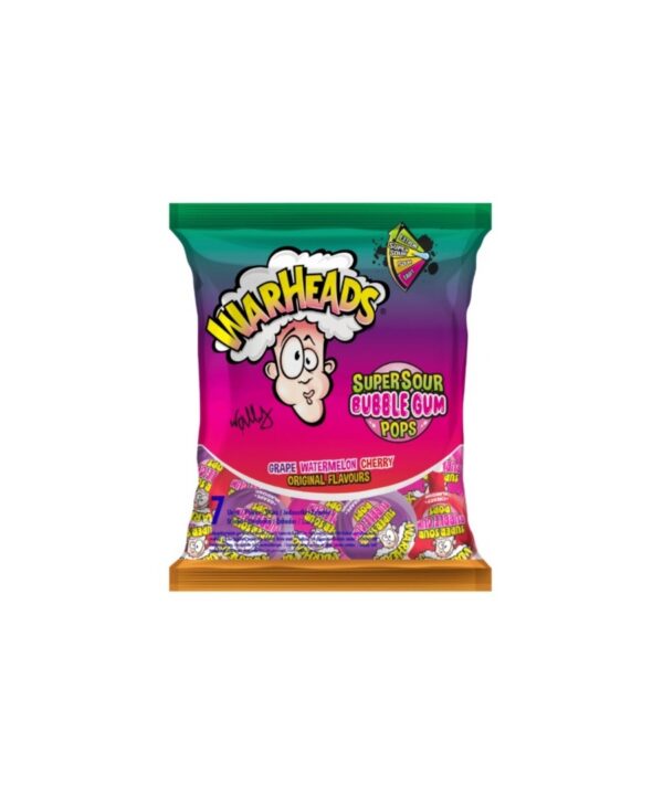 Warheads Super Sour Bubblegum Pops Assorted 22x7x15g