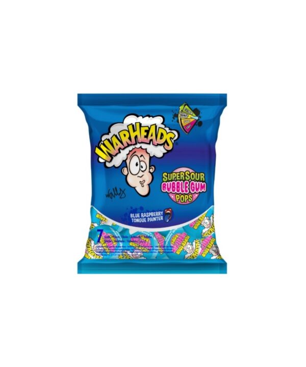 Warheads Super Sour Bubblegum Pops Blue Raspberry 22x7x15g