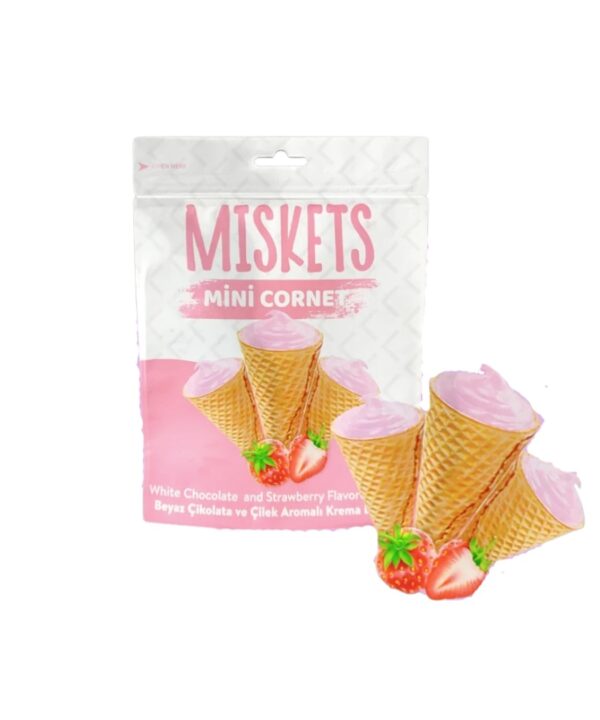 Miskets White Chocolate & Strawberry Cream Cones 6x50g (BBD: 12/09/2026)