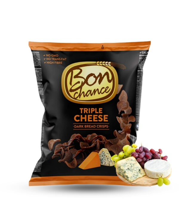 Bon Chance Dark Bread Crisps With Triple Cheese 24x120g