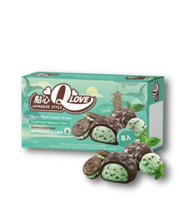Qlove Mochi Choco Mint Cookie 24x80g