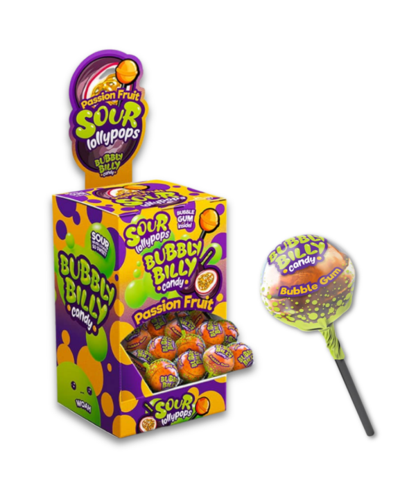 Bubbly Billy Lollypops Passion Fruit 100x17g