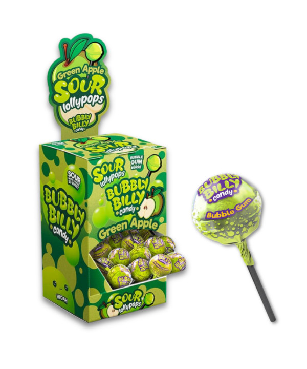 Bubbly Billy Lollypops Green Apple 100x17g