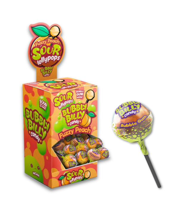 Bubbly Billy Lollypops Fuzzy Peach 100x17g