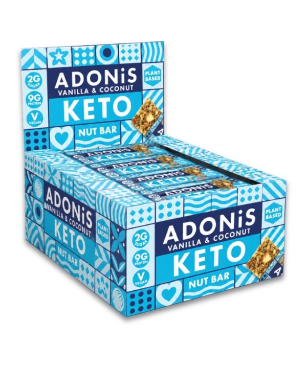 Adonis Foods Keto Nut Bar Vanilla & Coconut 16x35g