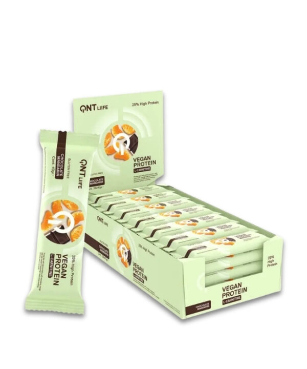 QNT Vegan Protein Bar + L-Carnitine Chocolate Mandarin 28x40g