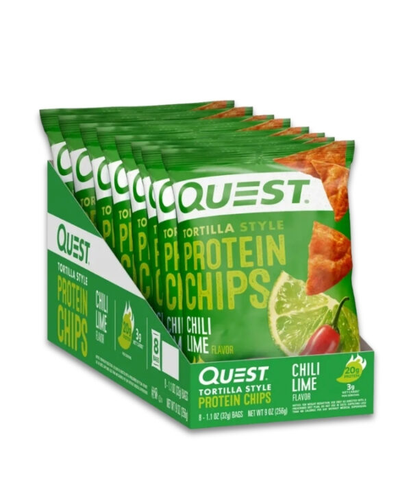 QUEST Protein Tortilla Chips Chili Lime 8x32g