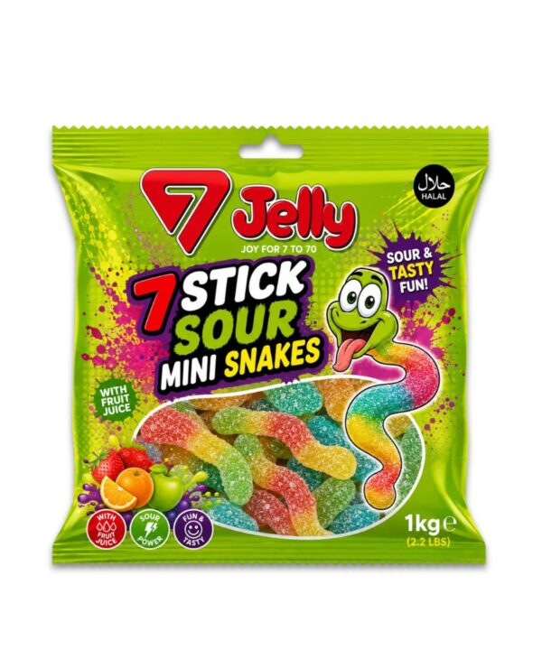 7 Stick Sour Mini Snakes 1 x 1kg