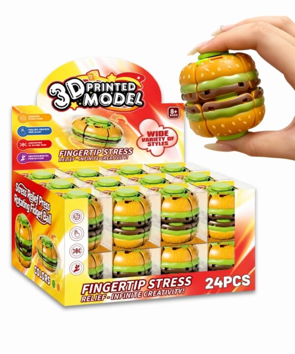 Viral TikTok Spinner 3D Printed Model Burger Display 1x24 Units