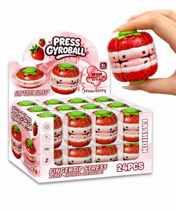 Viral TikTok Spinner Press Gyroball Strawberry Display 1x24 Units