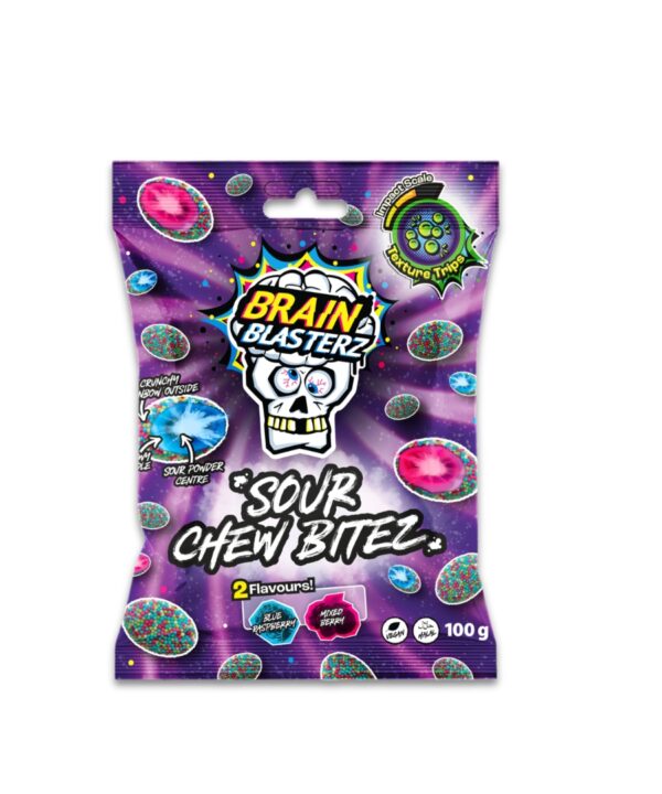 Brain Blasterz Sour Chew Bitez Bag 12x100g