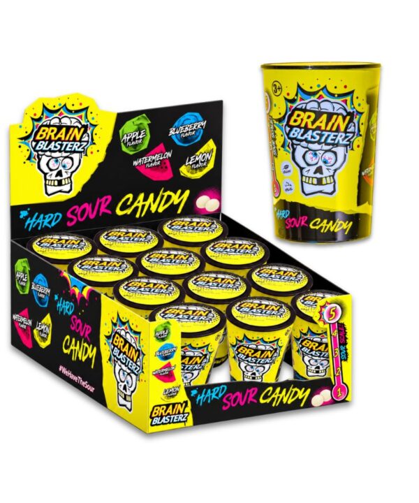 Brain Blasterz Sour Hard Candy Yellow Tub 12x48g